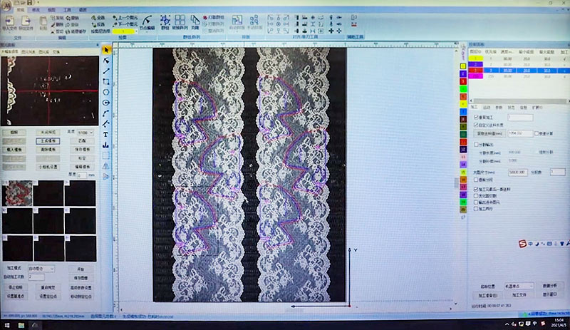蕾丝激光切割,柔软面料激光切割,柔性蕾丝面料切割软件